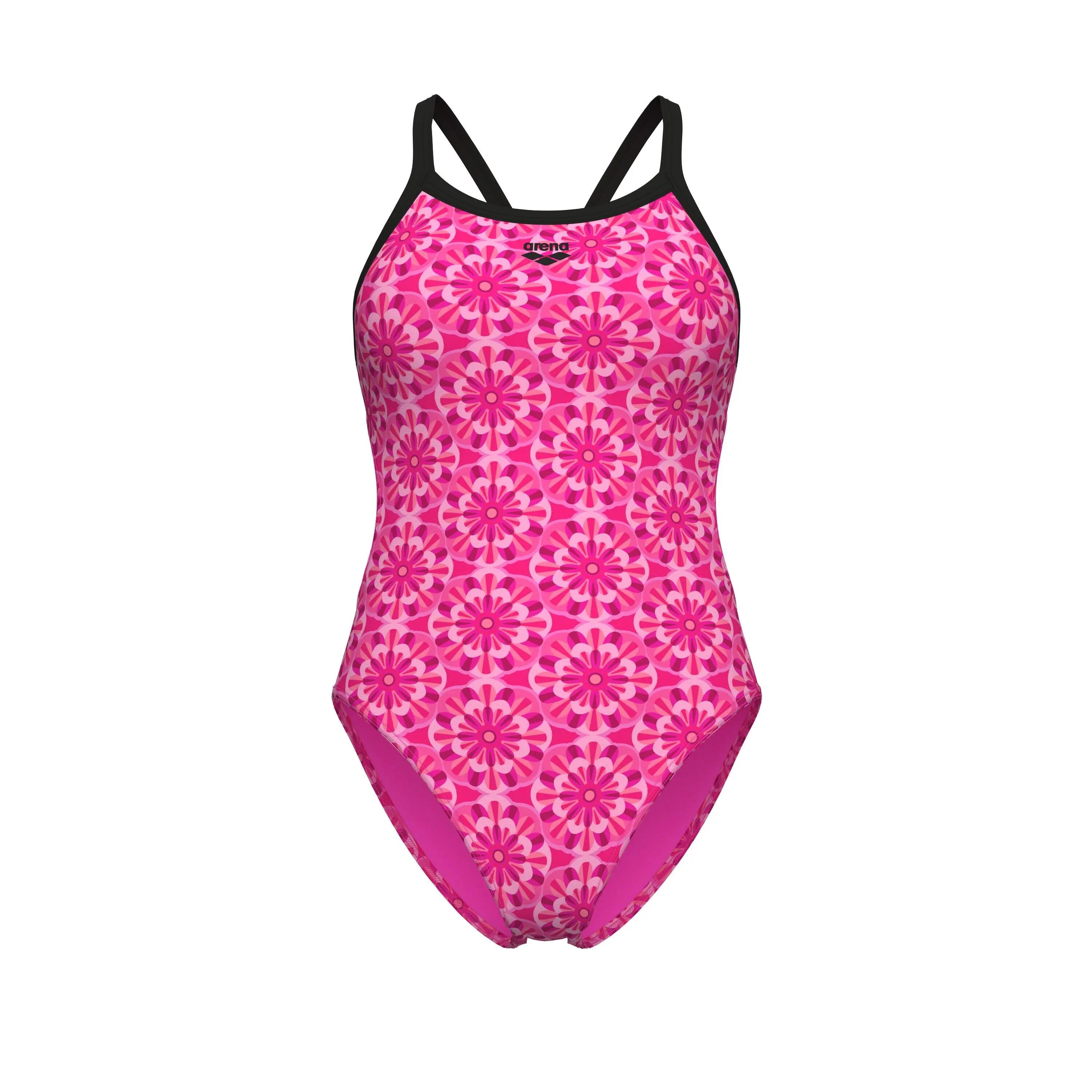 W Arena Floral Swimsuit Challenge Back - pink multi /black 5/7