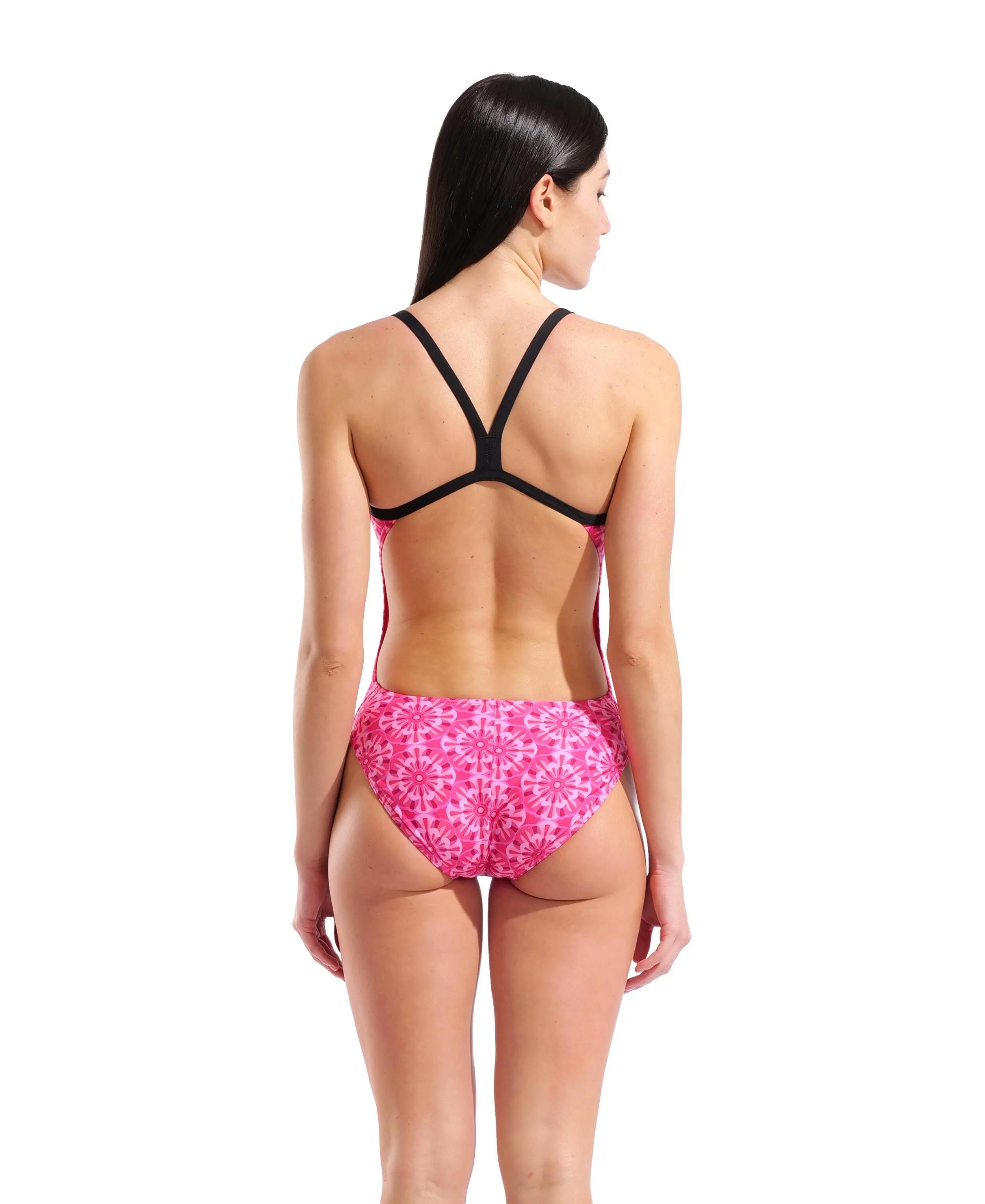 W Arena Floral Swimsuit Challenge Back - pink multi /black 2/7