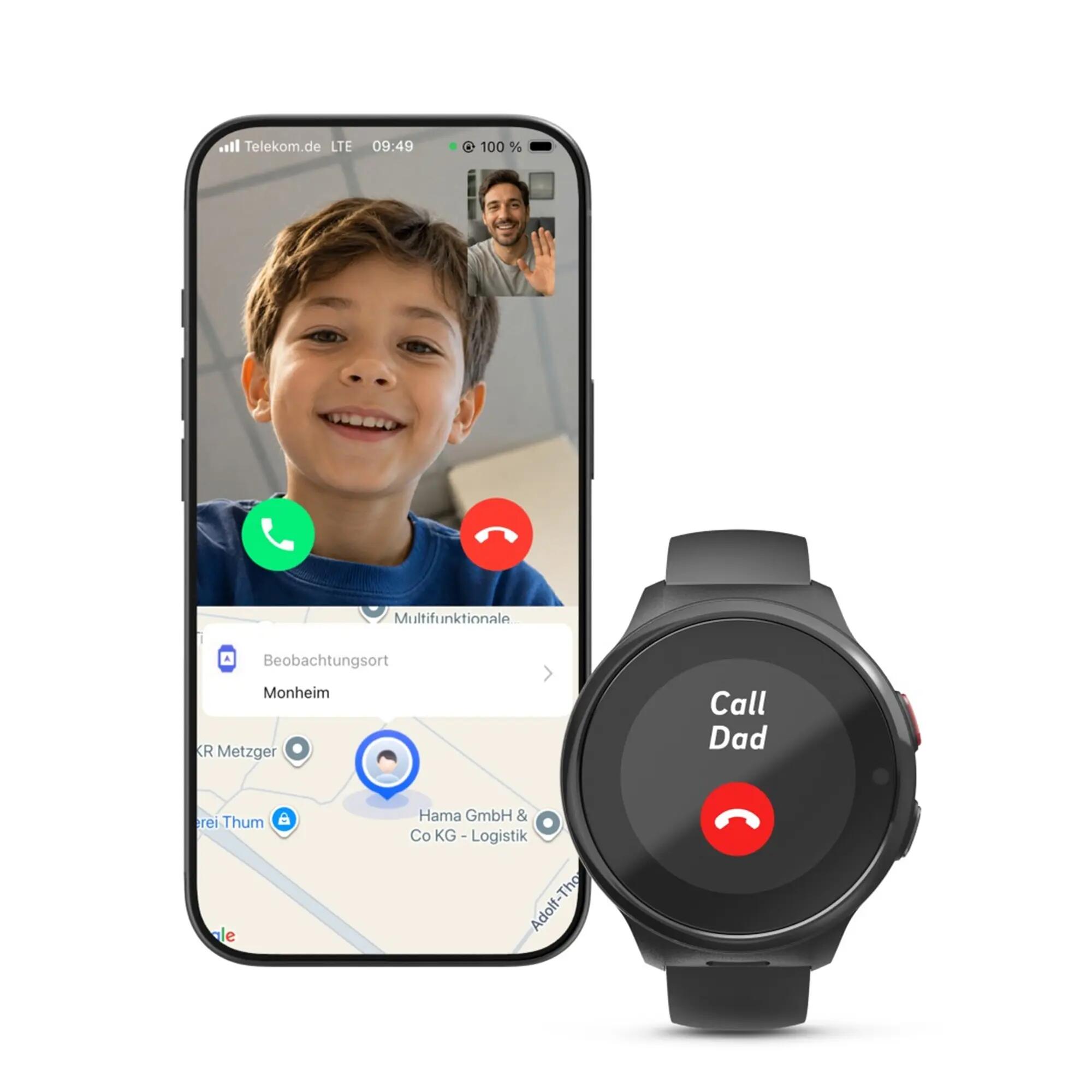 HAMA Smartwatch Kids m. GPS, SOS-Taste, Telefon, Black 8/9