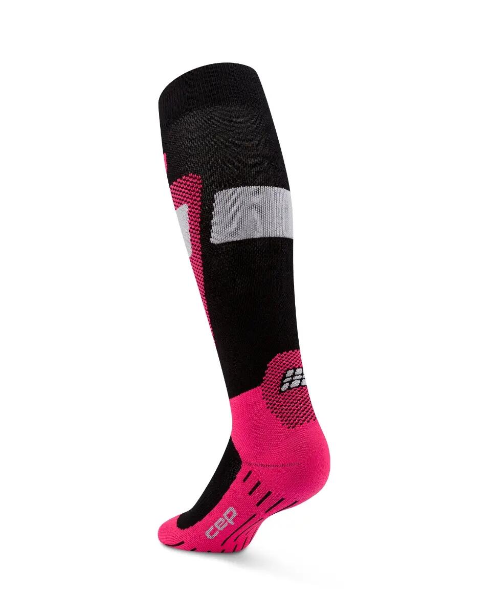 Șosete compresie schi femei CEP Ski Merino 3.0 - negru/roz | compresie schi 4/4