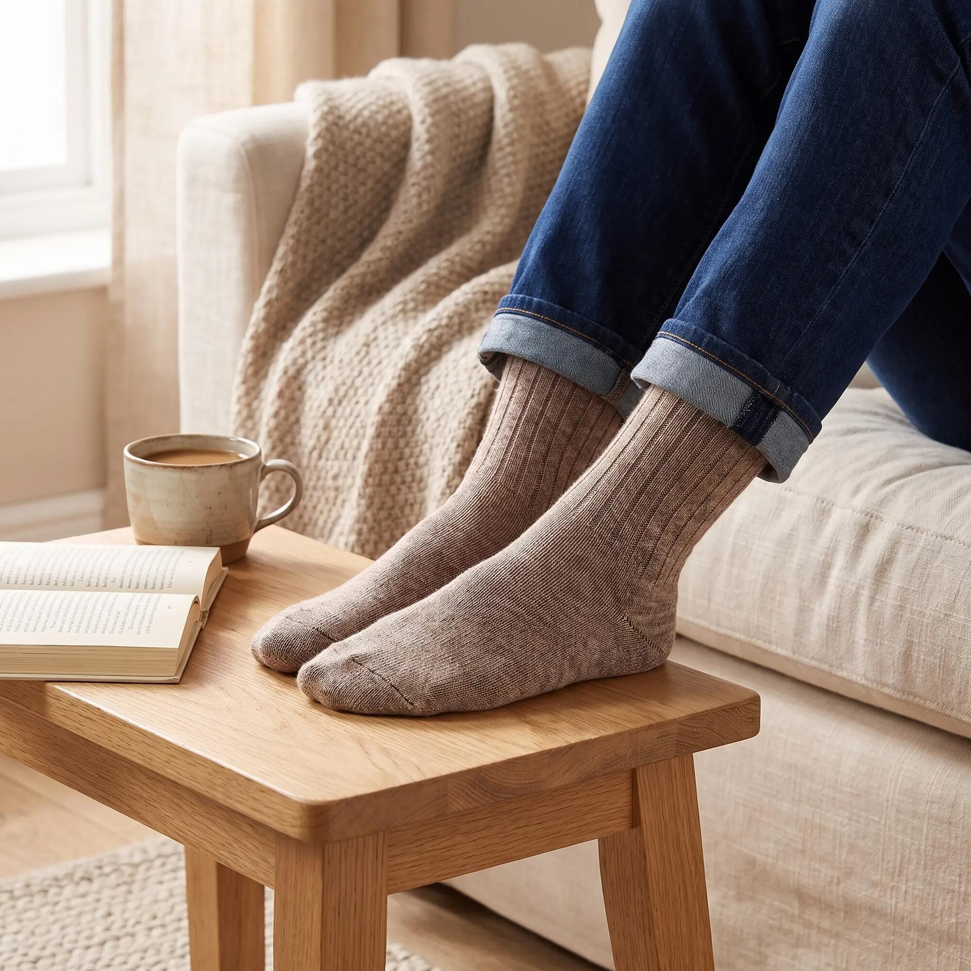 Damen Herren Freizeit Wollsocken dünn Alpaka Feinstrick weich im Sneaker 4 Paar 5/6