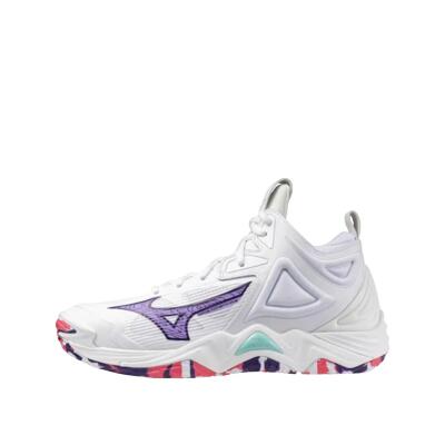 Scarpe da volley Mizuno Wave Momentum 3 Mid Bianche/Violetta Indigo/Rosa Camélia