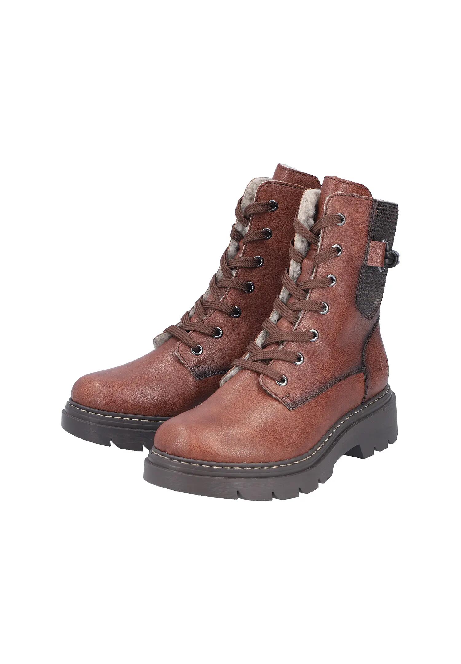 Rieker Damen 76724 Biker Boots Schnürstiefel Blockabsatz Braun 7/7