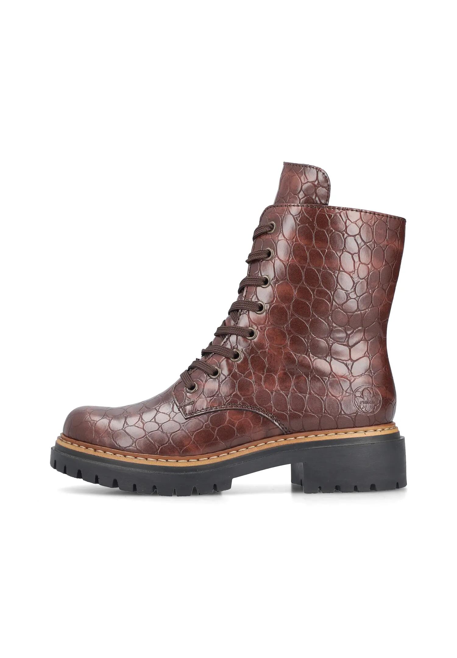 Rieker Damen 72627 25 Biker Boots Vegan Brown 3/4