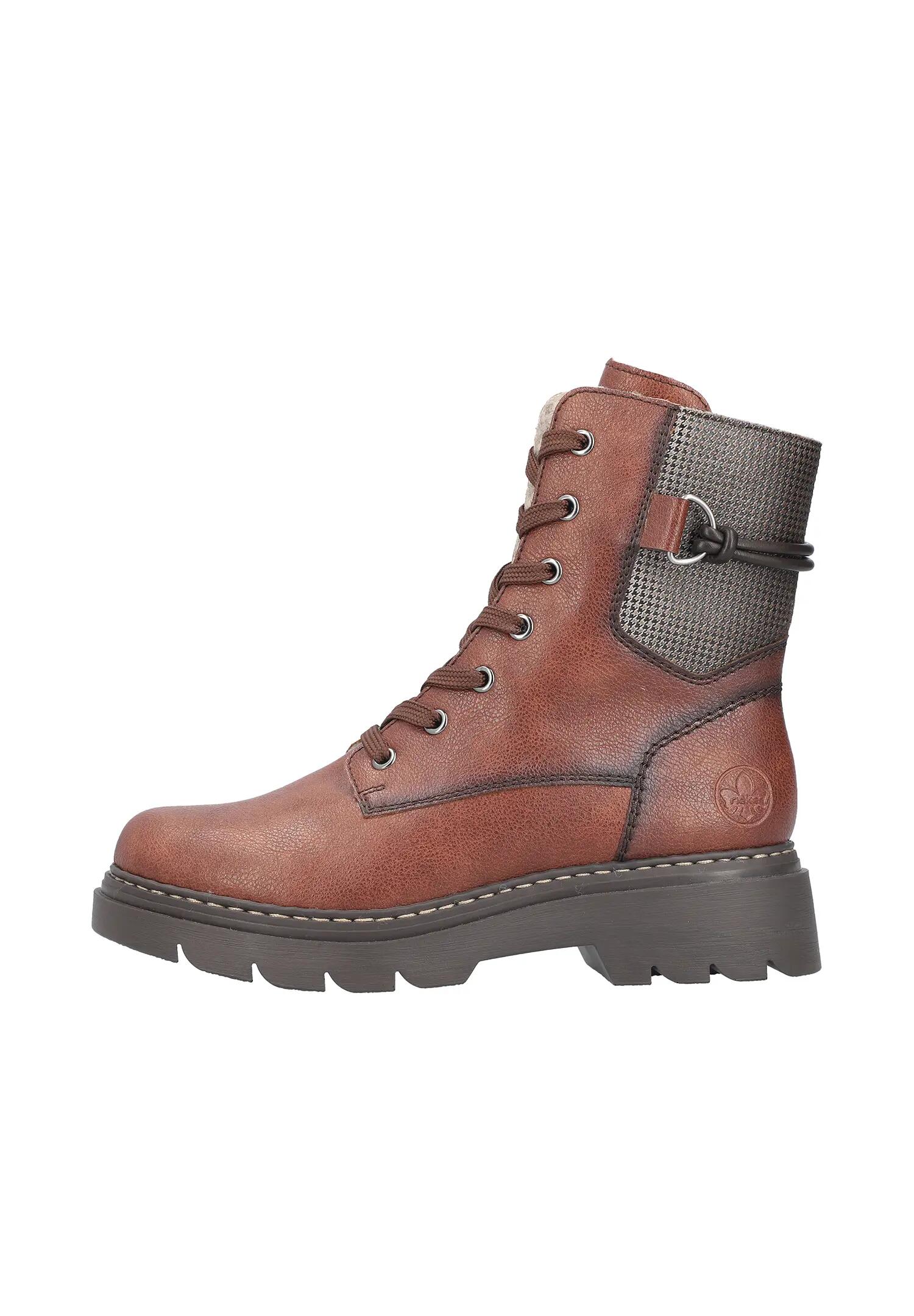 Rieker Damen 76724 Biker Boots Schnürstiefel Blockabsatz Braun 4/7