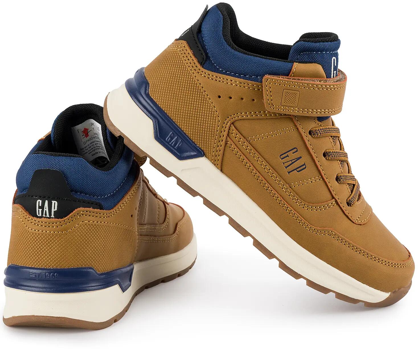 Dziecięce buty sneakersy sportowe wysokie chłopięce brązowe dla chłopca na rzep 9/12