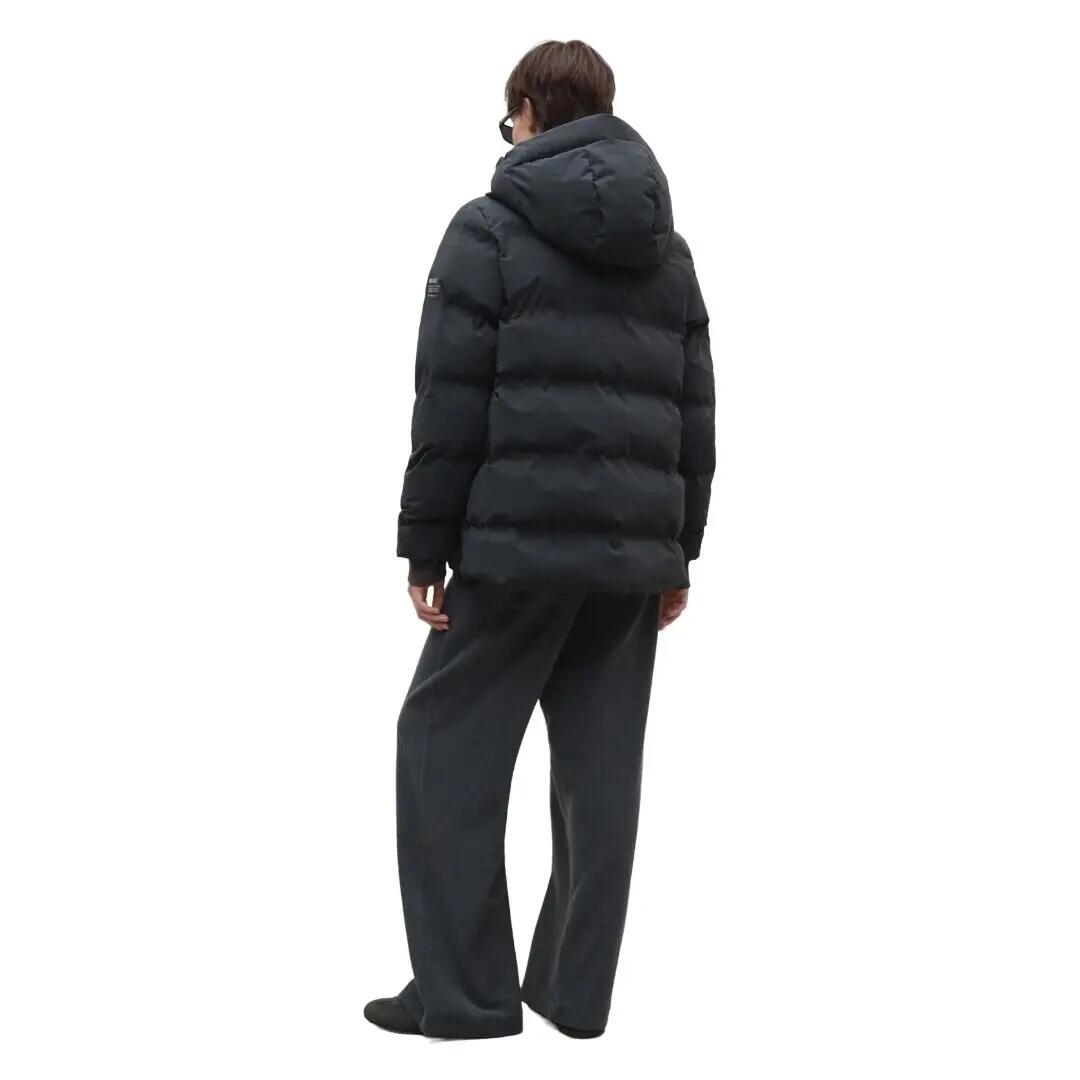 Cazadora Verde Ecoalf Mia Charcoal Kahki con Capucha de Corte Relajado 3/4
