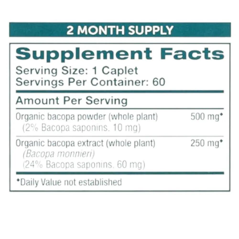 Suplemento alimentar - Memória - Unisexo - Bacopa Monnieri - 60 comprimidos 2/2