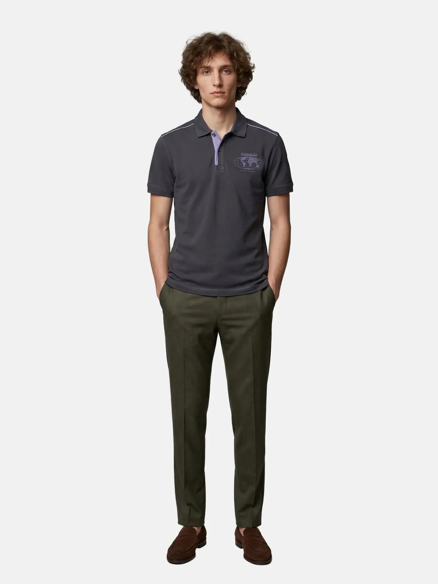 Napapijri Heren Polo Donkerblauw 100% Katoen - Geribbelde Kraag met Knopen 1/6