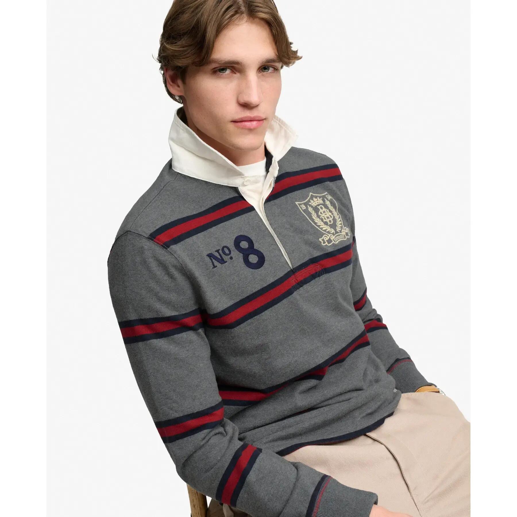 Polo z długim rękawem w paski z podwójnym emblematem Superdry 4/7