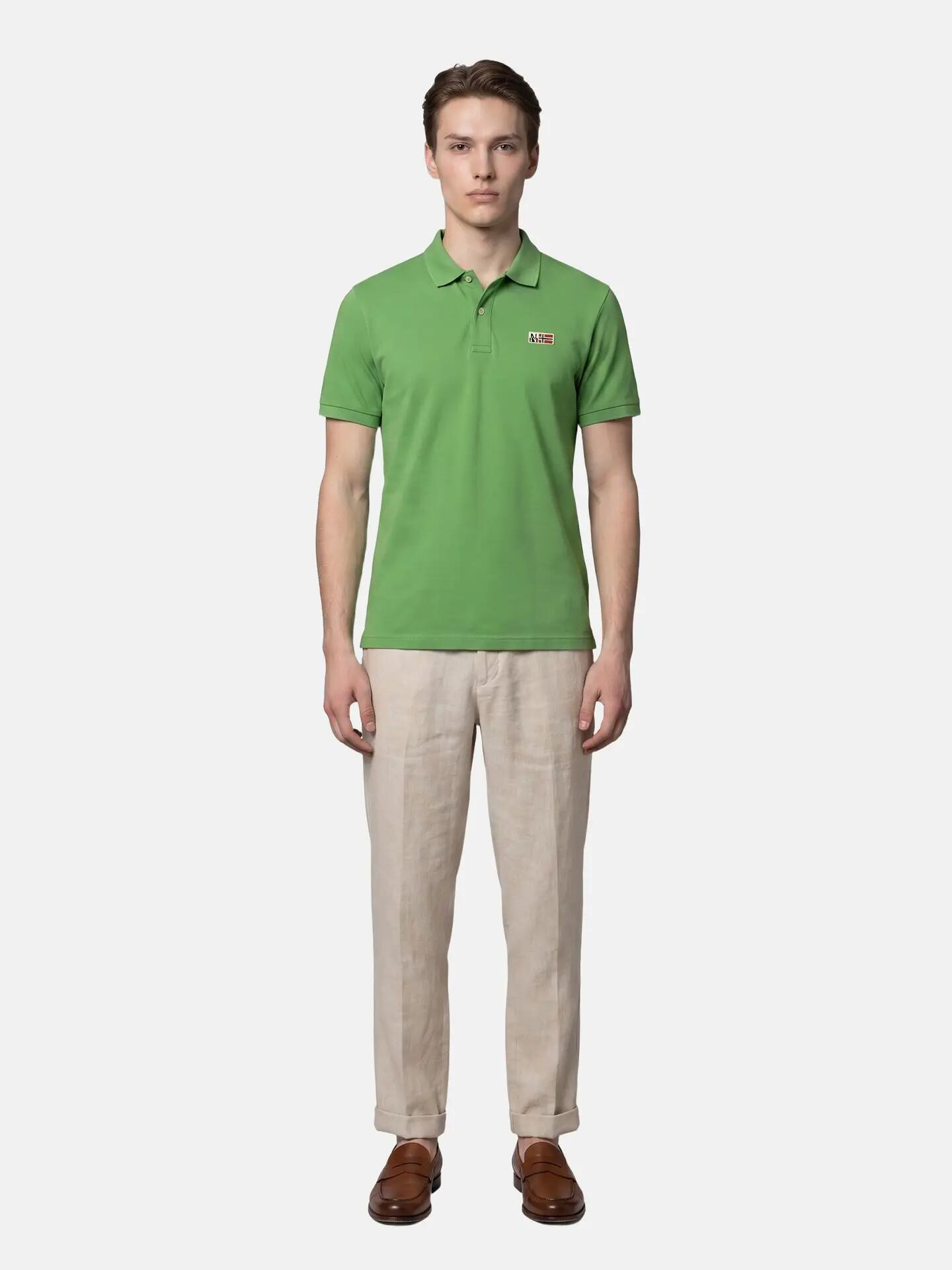 Polo bărbătesc verde Napapijri 100% bumbac cu nasturi