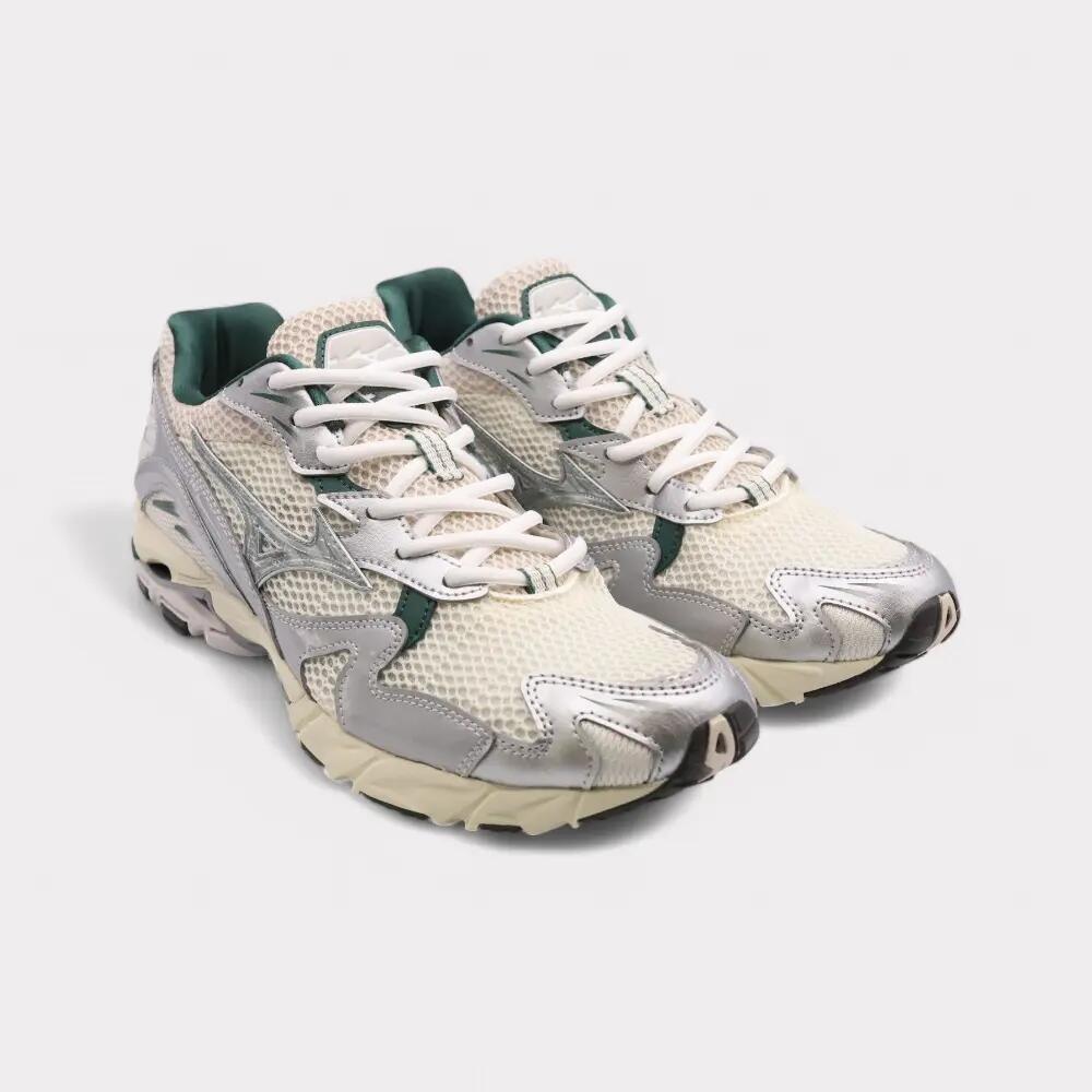 Chaussures Mizuno Wave Rider 10 Blanc/Gris/Vert 2/4
