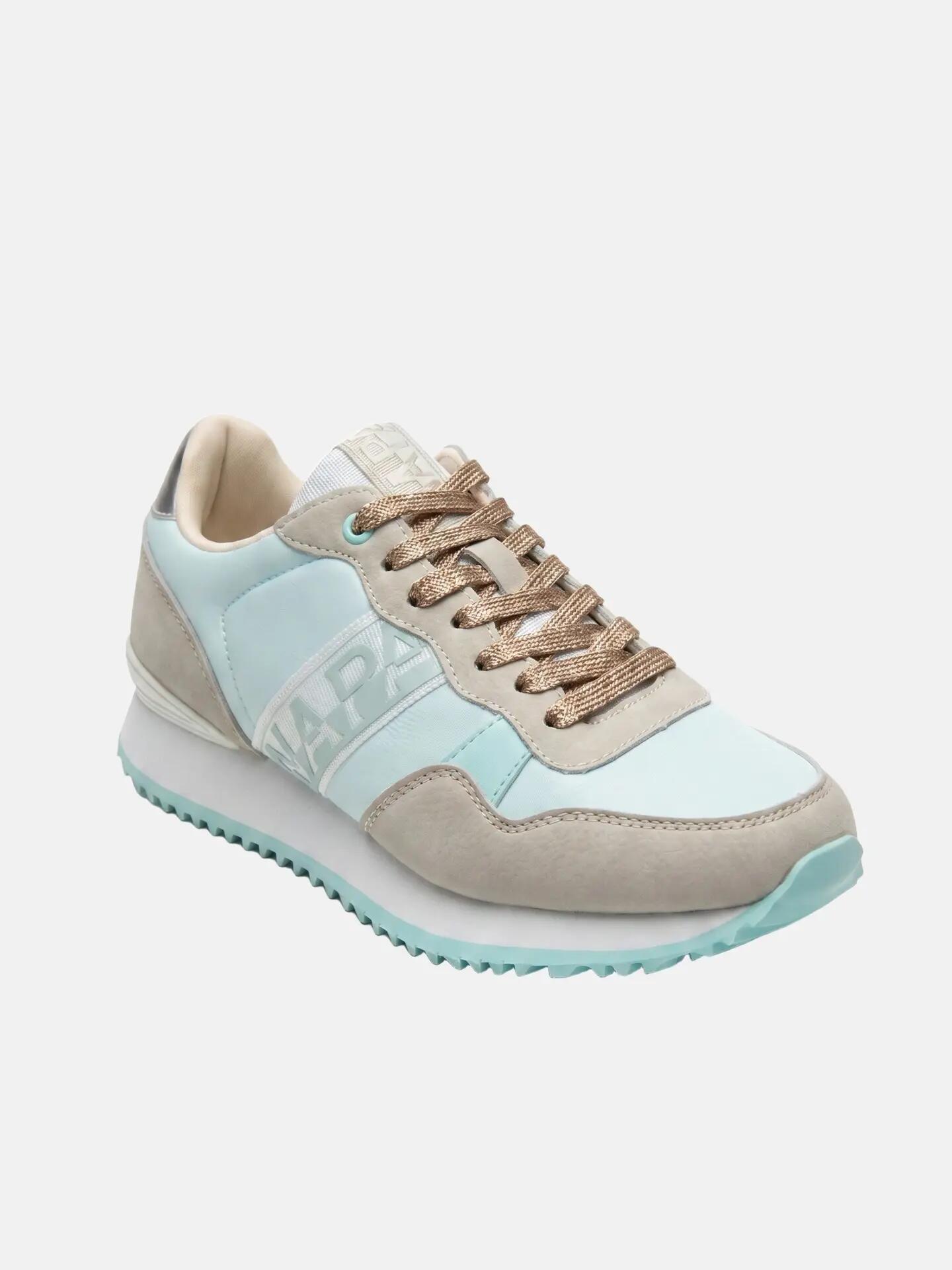 Sneakers platform femei bej cu șireturi și colour blocking