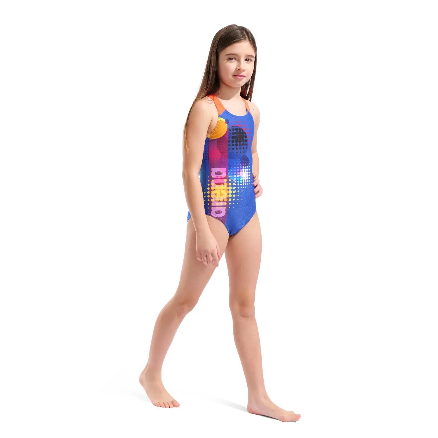 Fato de banho menina Arena Dots Swim Pro Back Azul royal/Coral 5/5