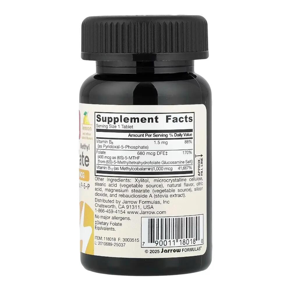 Suplemento - Vitaminas B - Unissexo - Metil B12 y folato masticable - Limón 2/2