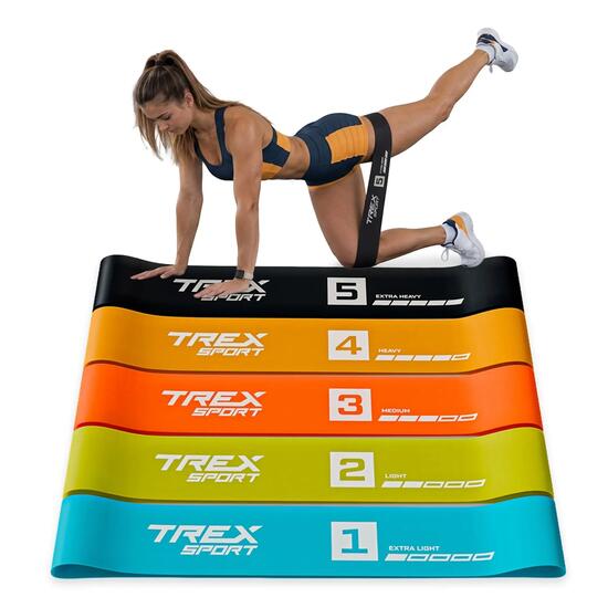 Set 5 bande elastiche Trex Sport mini band neon 1–18 kg con sacchetto