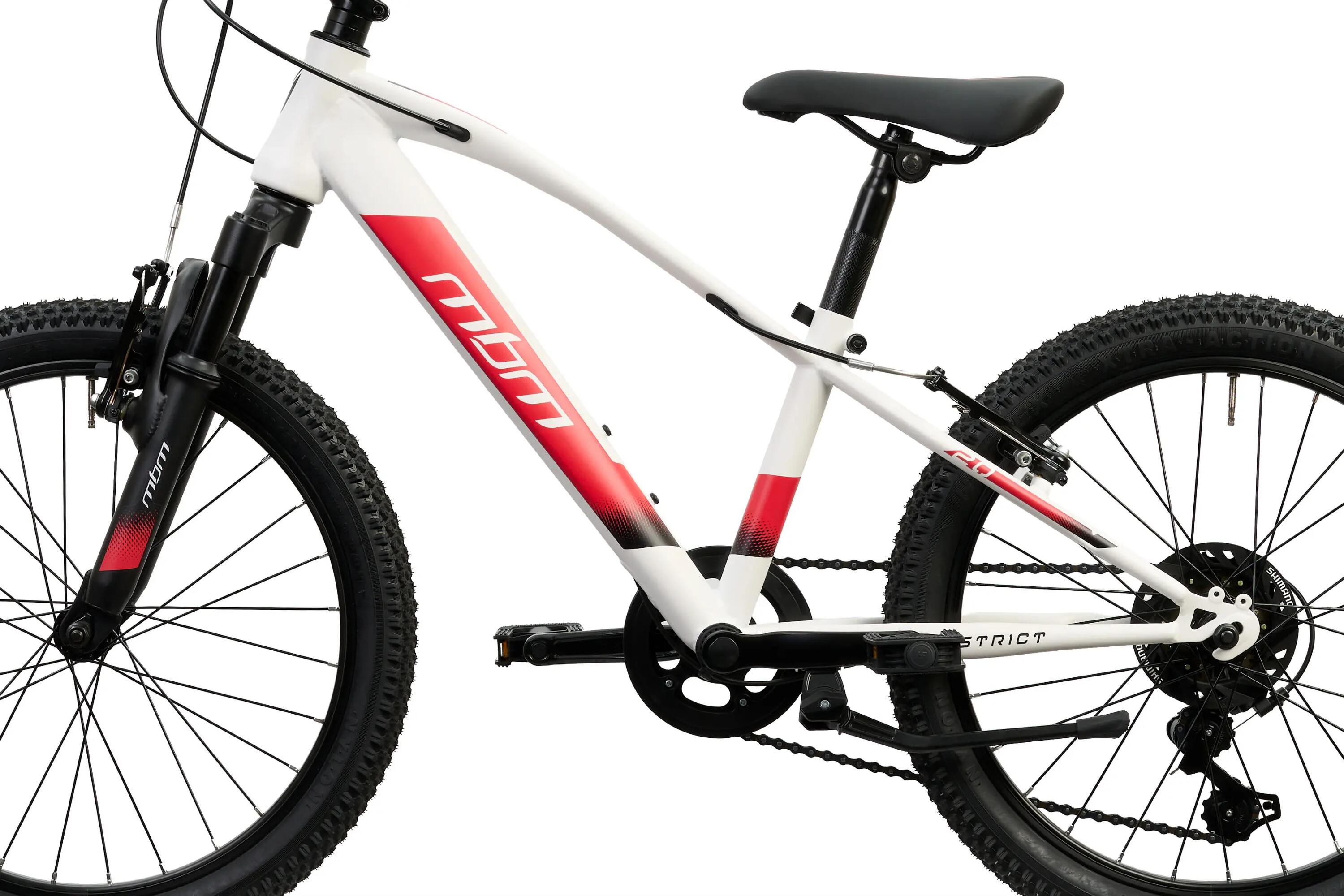 Rower Górski MTB Dziecięcy DISTRICT 20" Amortyzacja 7 biegów Shimano Biały 3/6