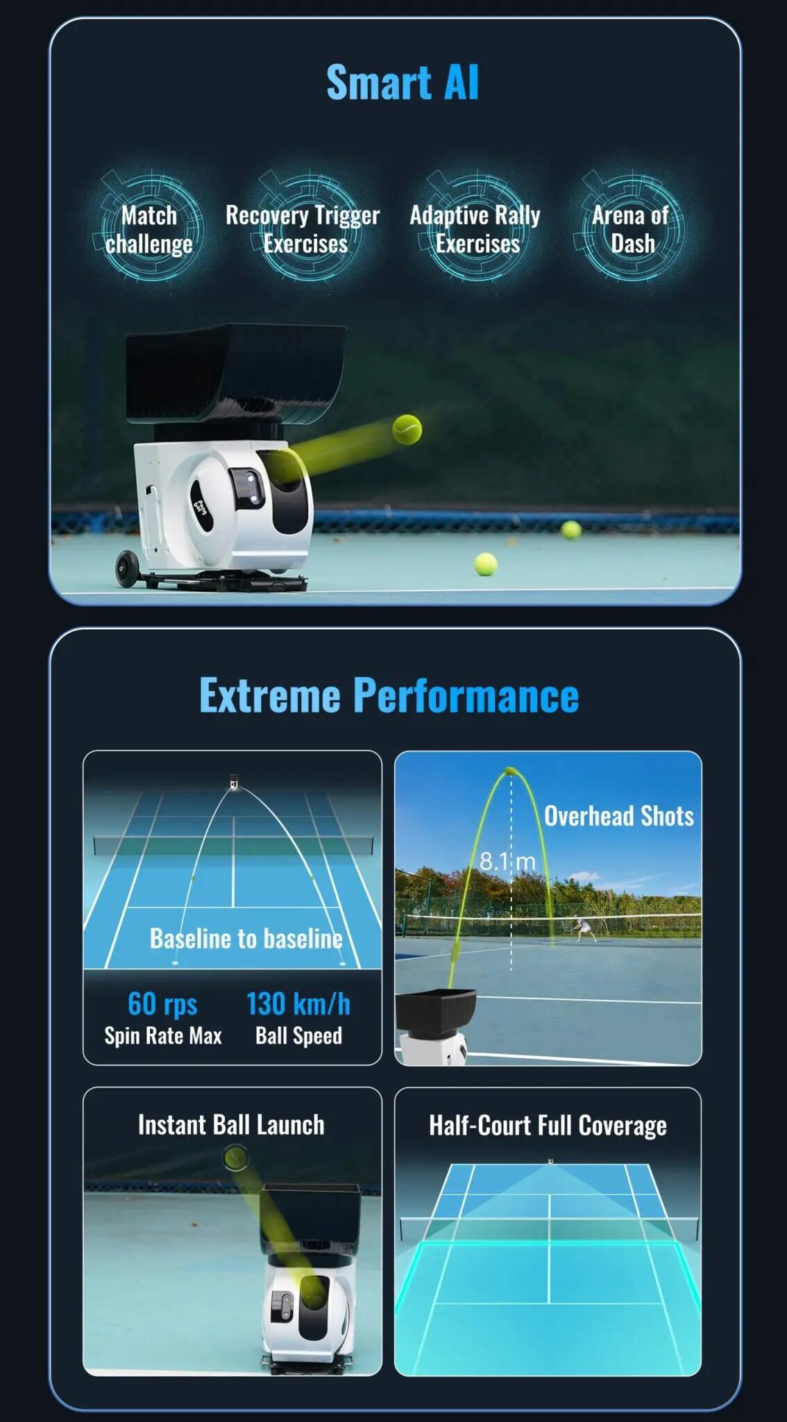 PONGBOT Pace S Pro – KI-gestützte Tennisballmaschine 8/14