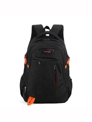 Aoking unisex rugzak zwart polyester - ritssluiting meerdere vakken