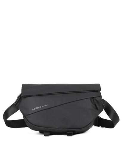 Aoking Sac à Bandoulière Noir Unisexe avec Fermeture Éclair et Poches Réglables
