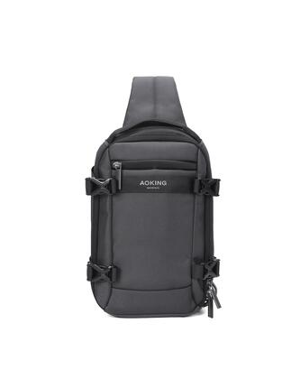 Aoking Schoudertas Unisex Zwart - Ritssluiting en Multifunctionele Vakken