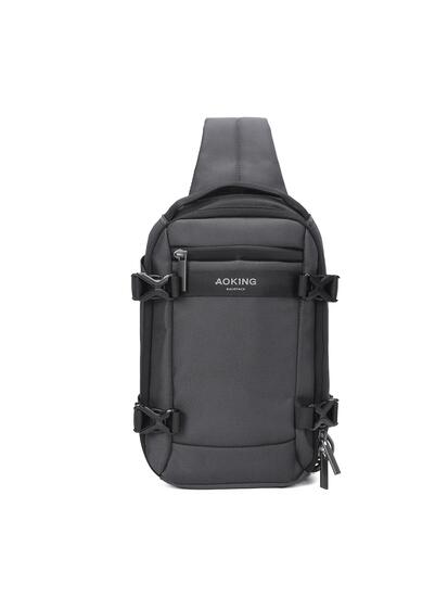 Aoking Schoudertas Unisex Zwart - Ritssluiting en Multifunctionele Vakken
