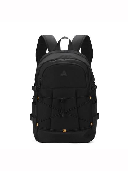 Sac à Dos Unisexe Aoking Noir avec Fermeture Éclair - Polyester Casual