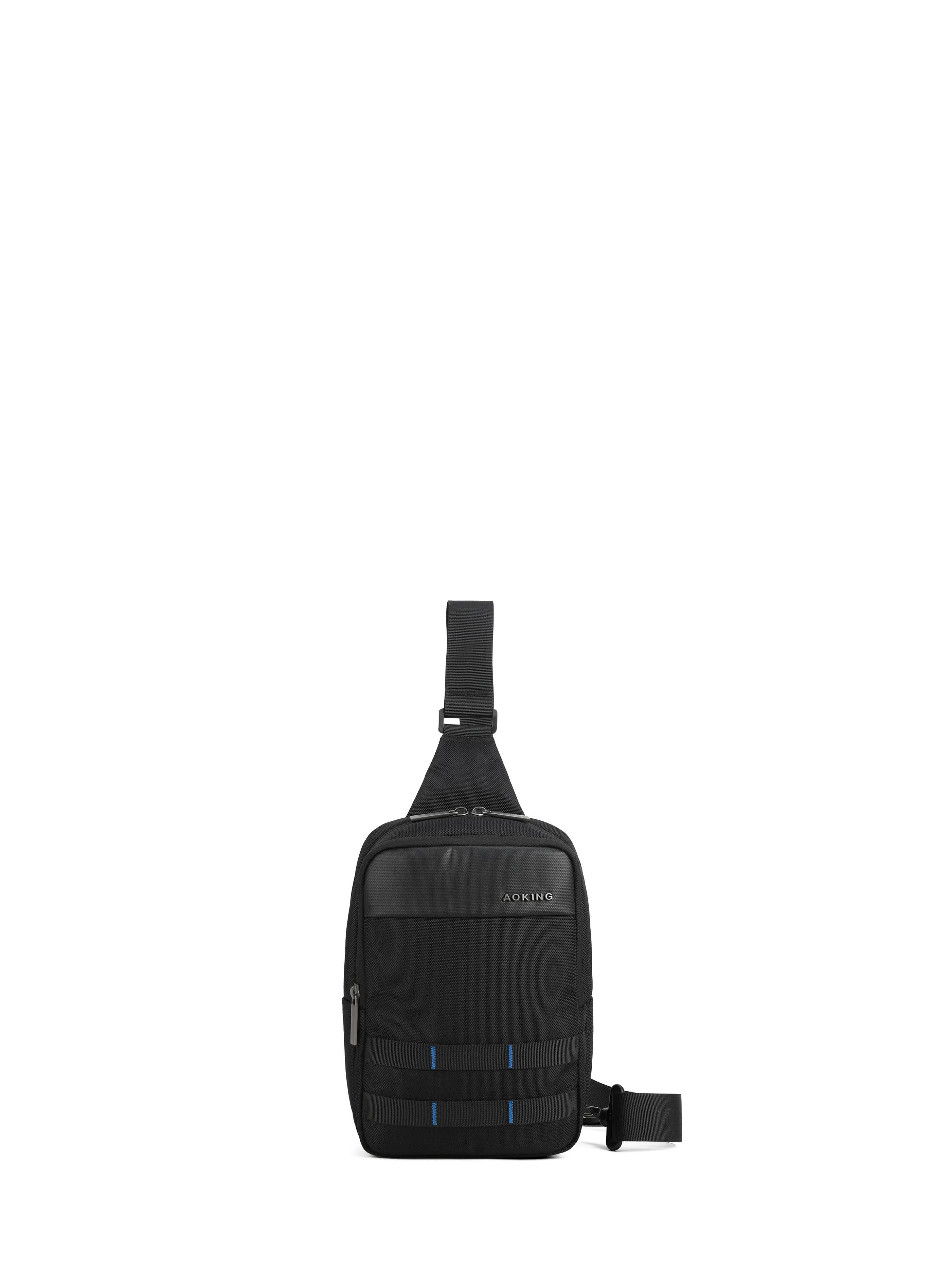Geantă Crossbody Unisex Neagră Aoking - Fermoar și Buzunare Externe