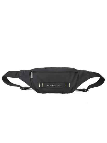 Sac Banane Aoking Unisexe Noir avec Fermeture Éclair - Bandoulière Réglable