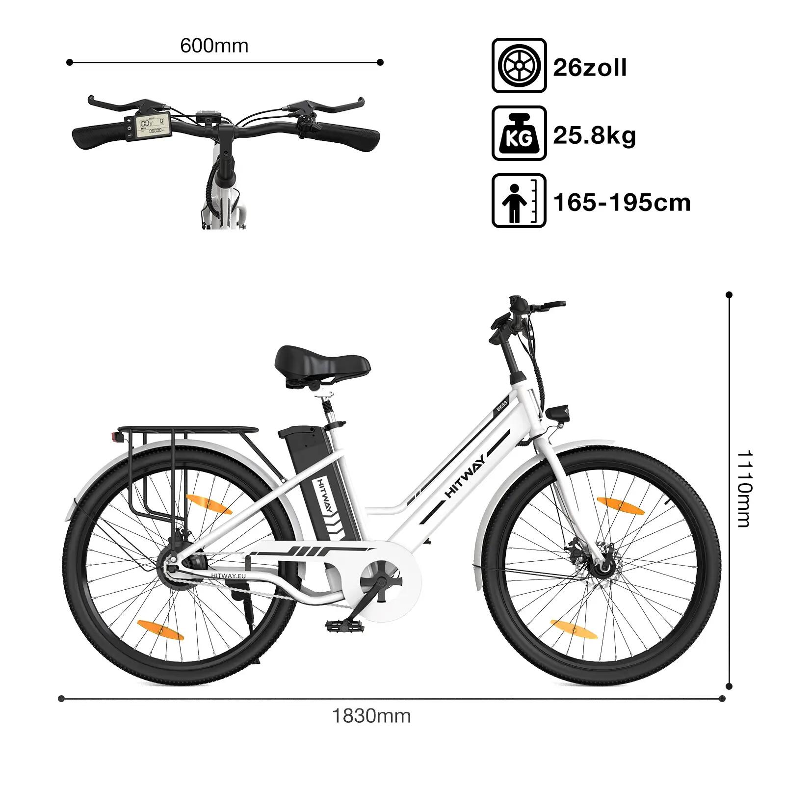 Bicicleta Elétrica Urbana E-Bike 26" Quadro Baixo City BK8S 2/6