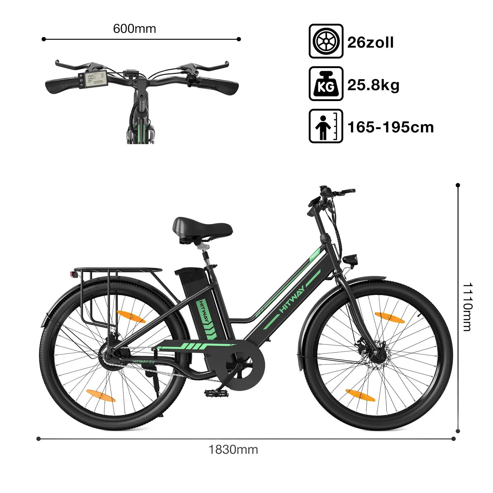 Bicicleta Eléctrica Urbana E-Bike 26" Cuadro Bajo City BK8S 2/6