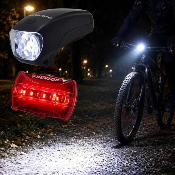 Zestaw lamp rowerowych LED Dunlop LED przód i tył 6/7