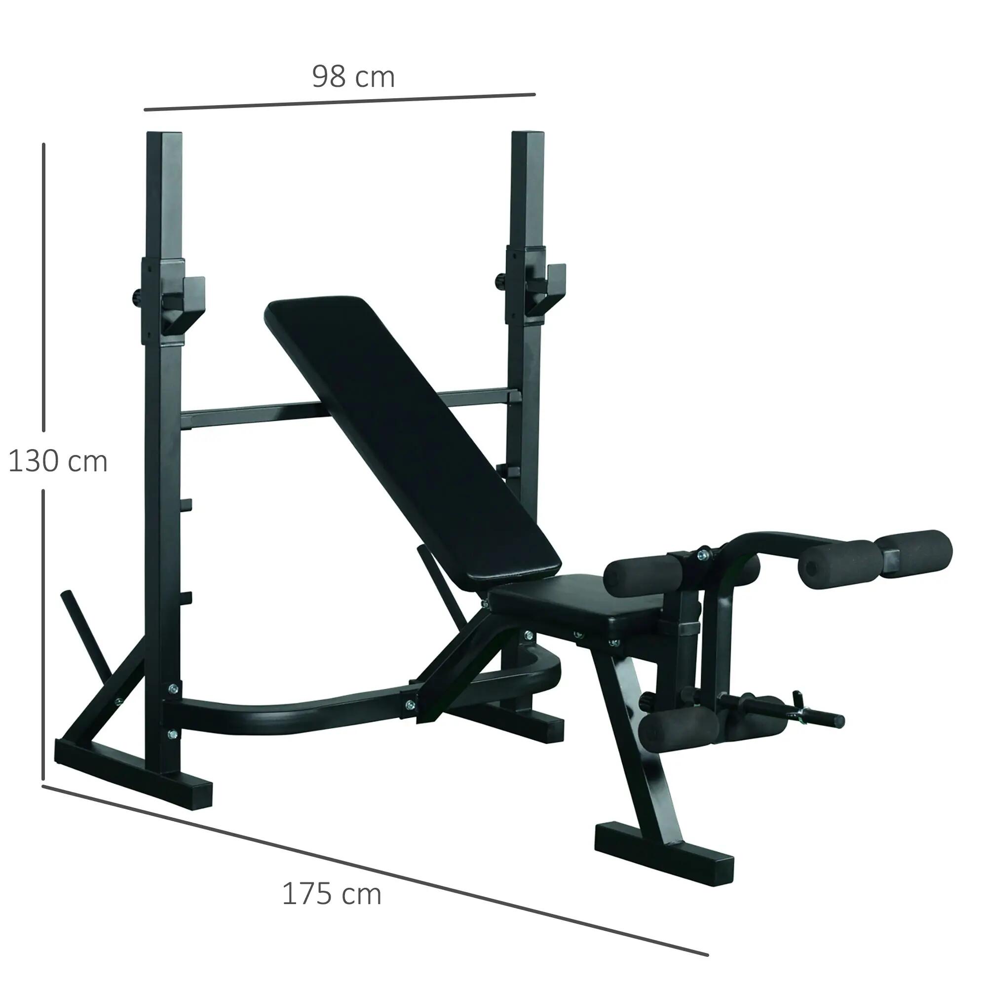Banco Musculación Multifuncional Altura Ajustable con rack Carga 300 kg 3/7