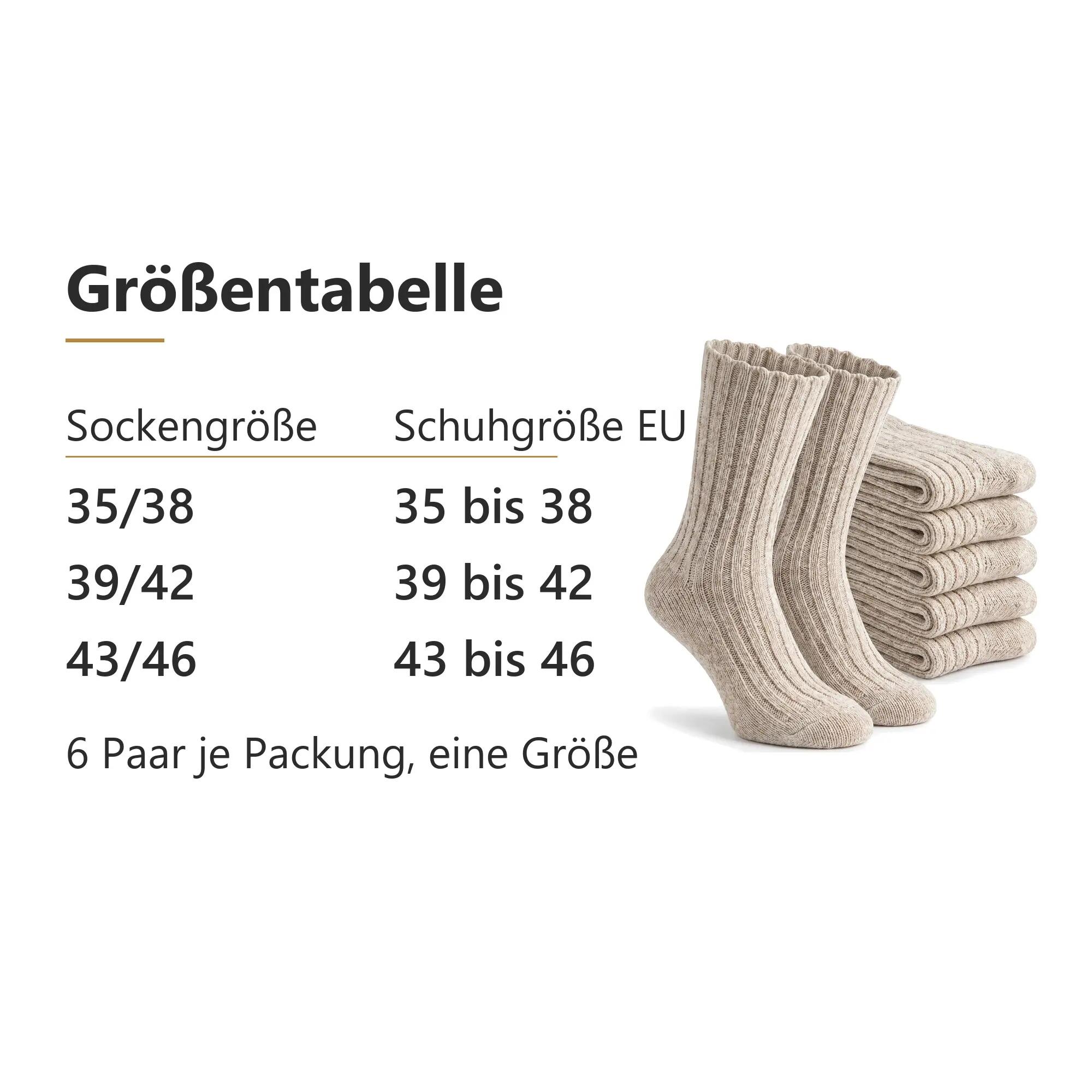 Damen Herren Freizeit Baumwollsocken ohne Gummibund 100% Baumwolle dick 6 Paar 6/6