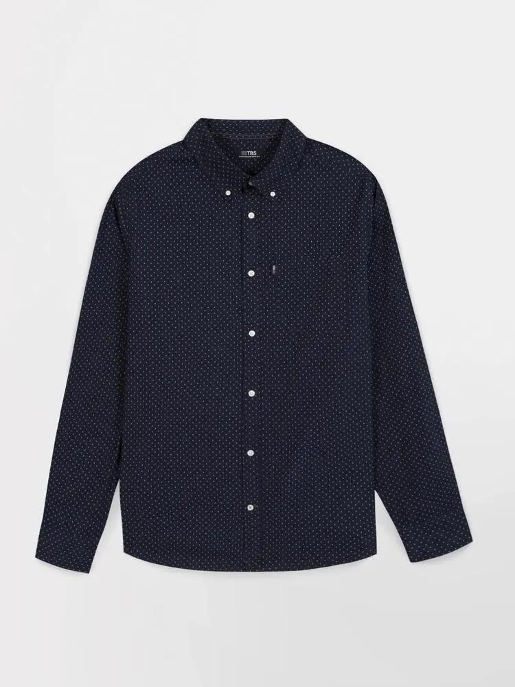 Camisa de hombre TBS WALIDCHE de lunares azul marino 3/5