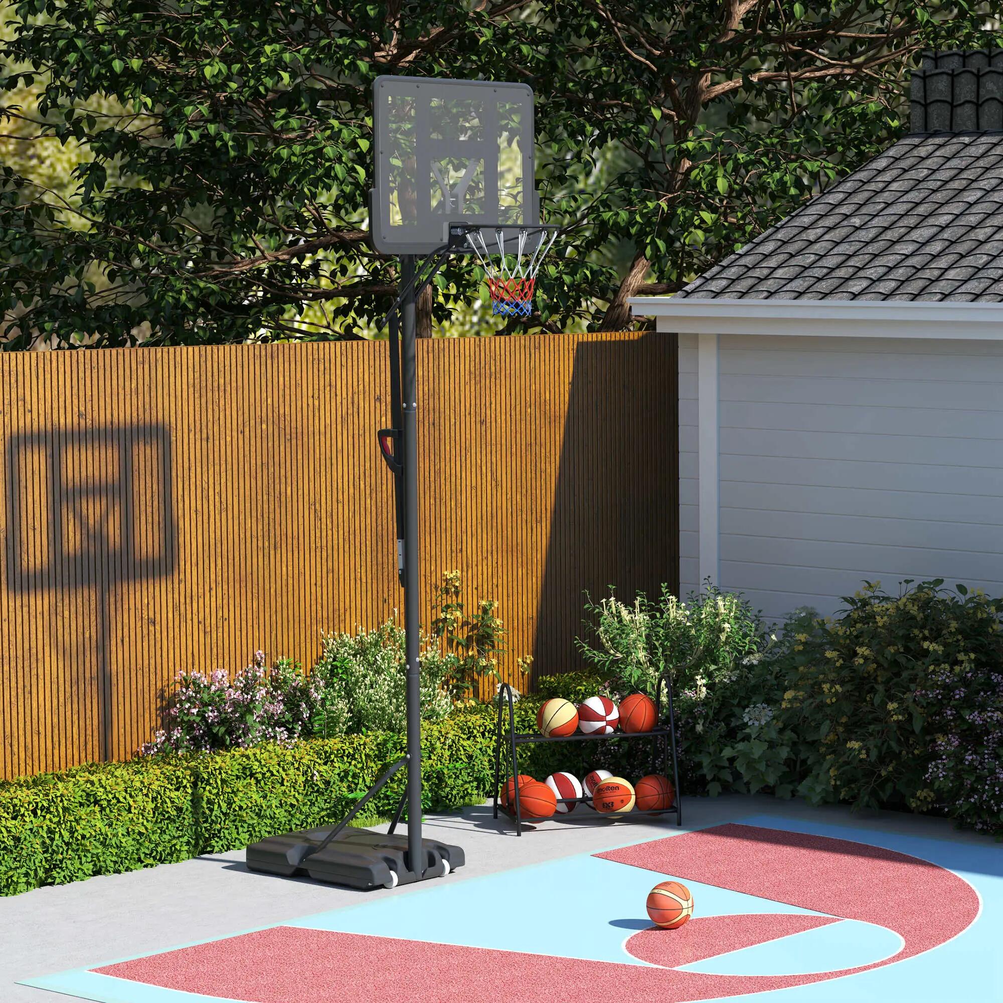 Canasta de Baloncesto para mates HOMCOM con soporte ajustable de 235-305 cm 2/8