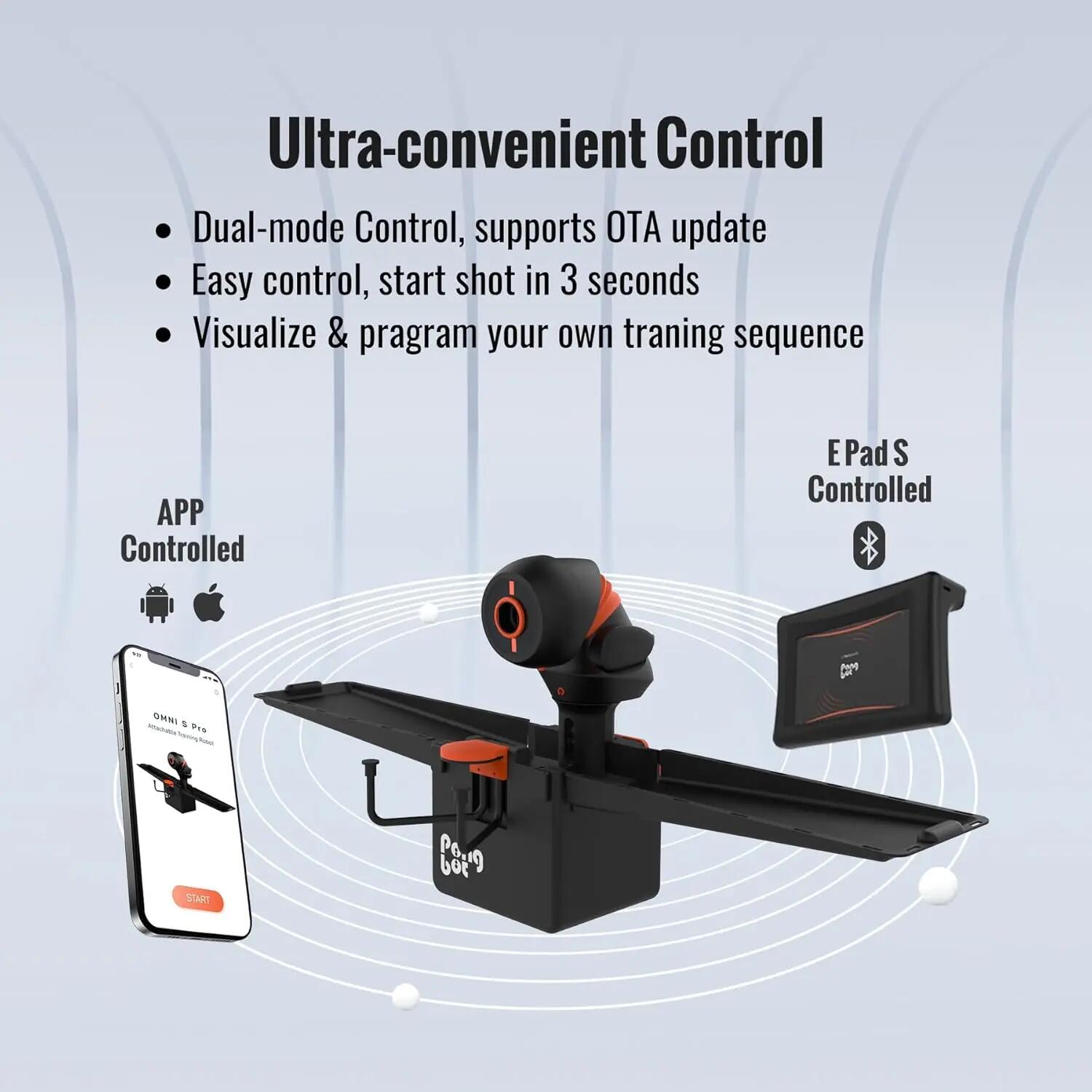 PONGBOT Omni S Pro – intelligenter Tischtennis-Roboter zur Tischmontage 2/10