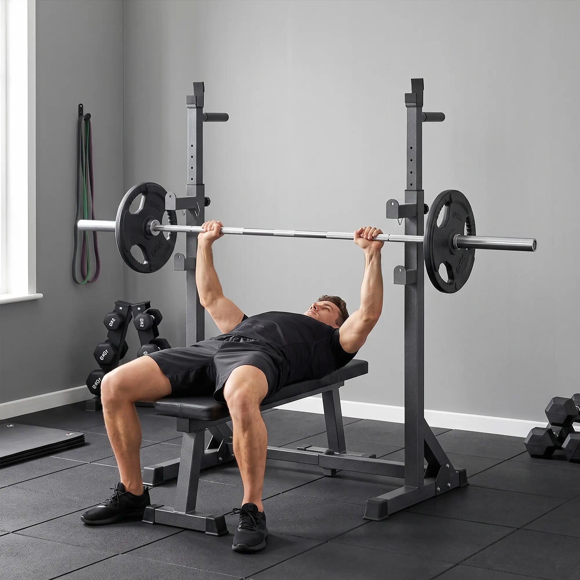 Soporte Barras Pesas SPORTNOW Altura Ajustable Carga 150 kg Rack Musculación 4/7