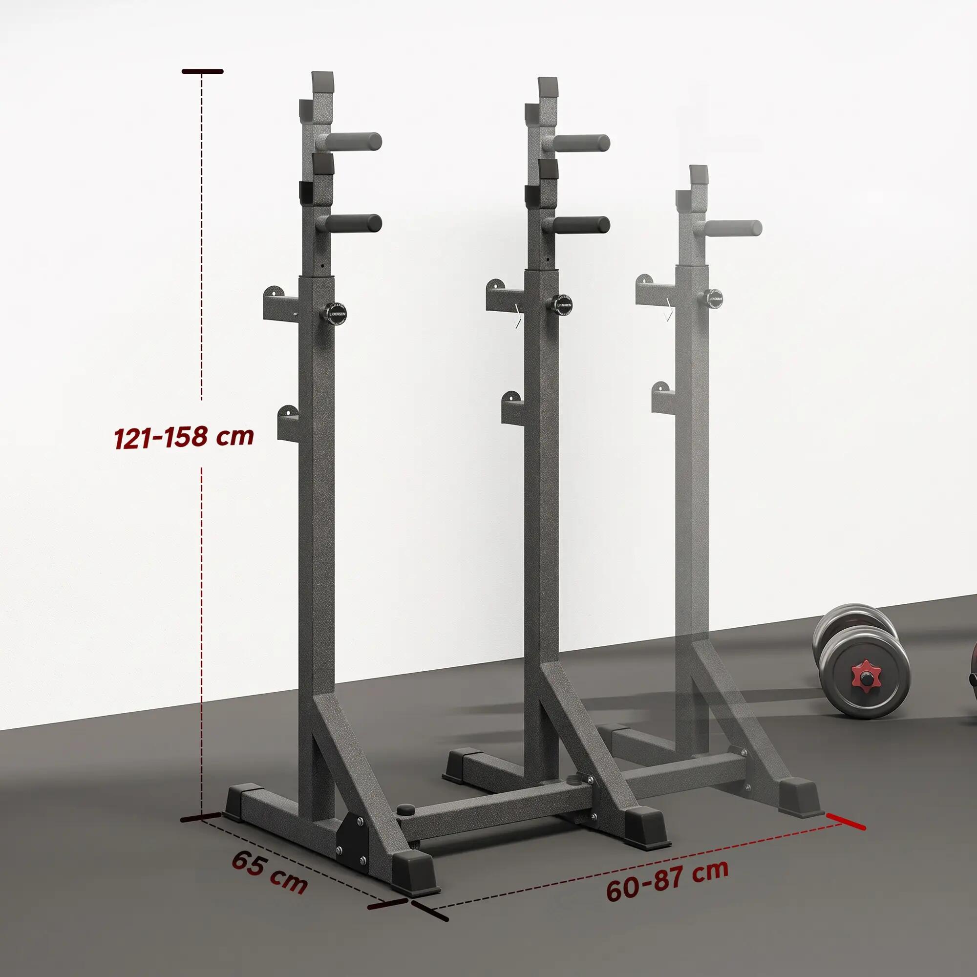 Soporte Barras Pesas SPORTNOW Altura Ajustable Carga 150 kg Rack Musculación 3/7