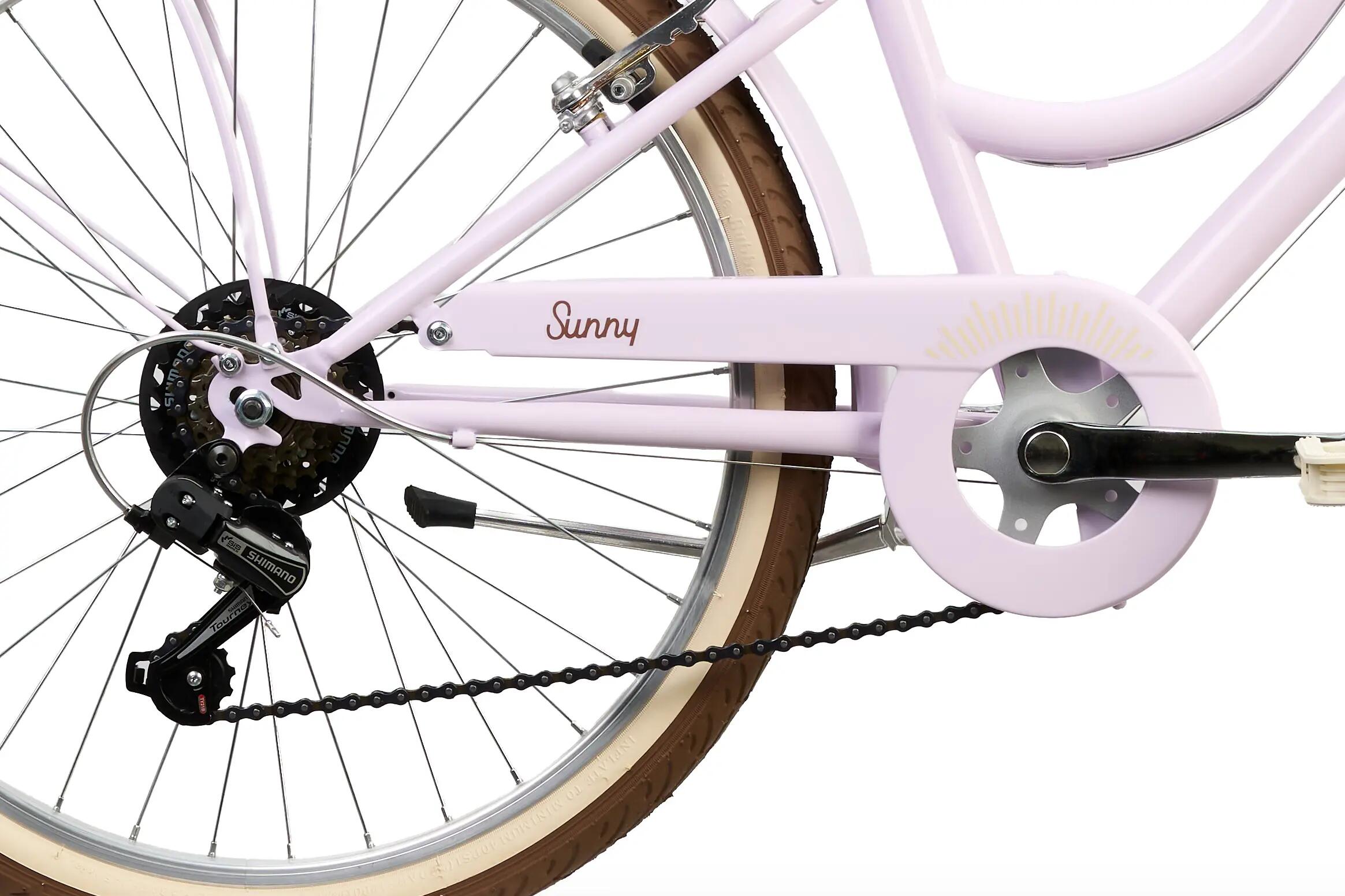 Rower Dziecięcy SUNNY 24" z Bagażnikiem 6 biegów Shimano Lawendowy 4/6