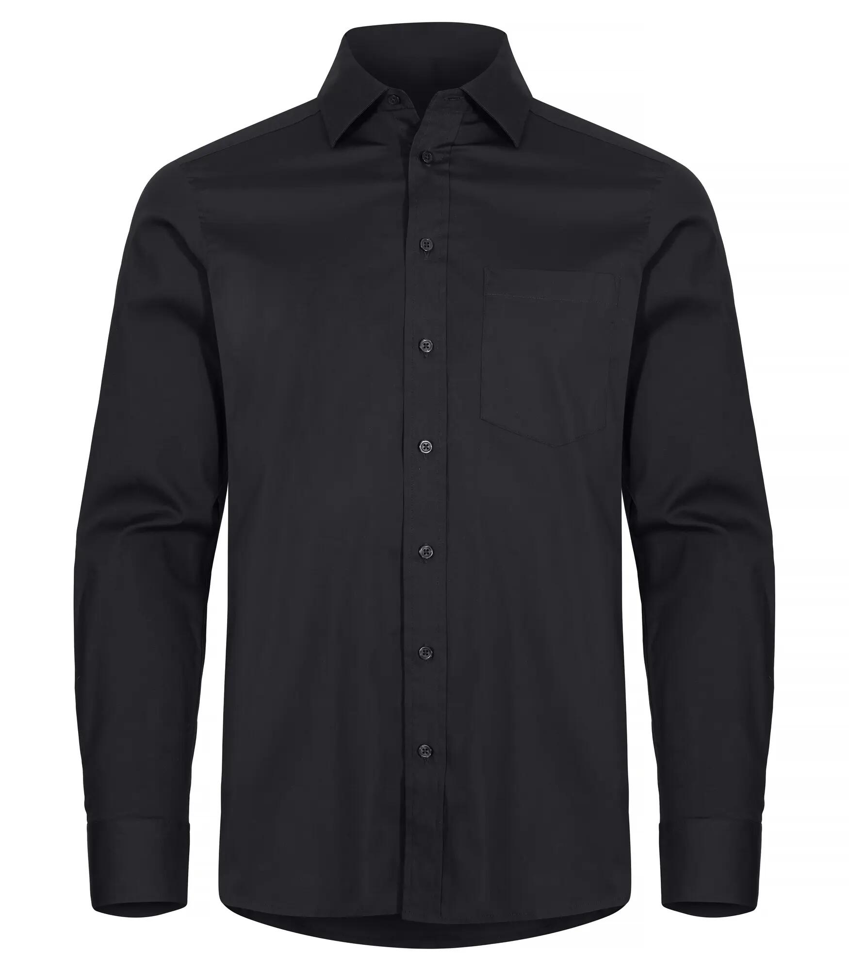 clique Stretch Shirt L/S camisa stretch manga longa Regular Fit – Black 1/4