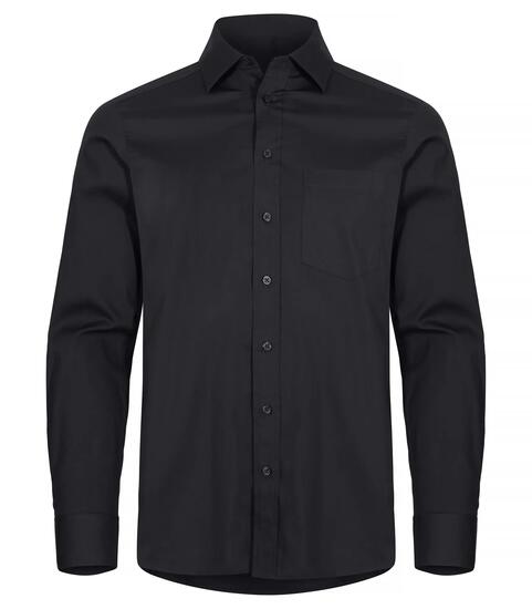 clique Stretch Shirt L/S – Stretch-Hemd Langarm in Schwarz – Black