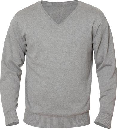 clique V‑Neck Pullover Aston aus 100% Baumwolle grau melange – grey melange
