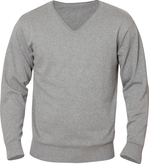 clique V‑Neck Pullover Aston aus 100% Baumwolle grau melange – grey melange
