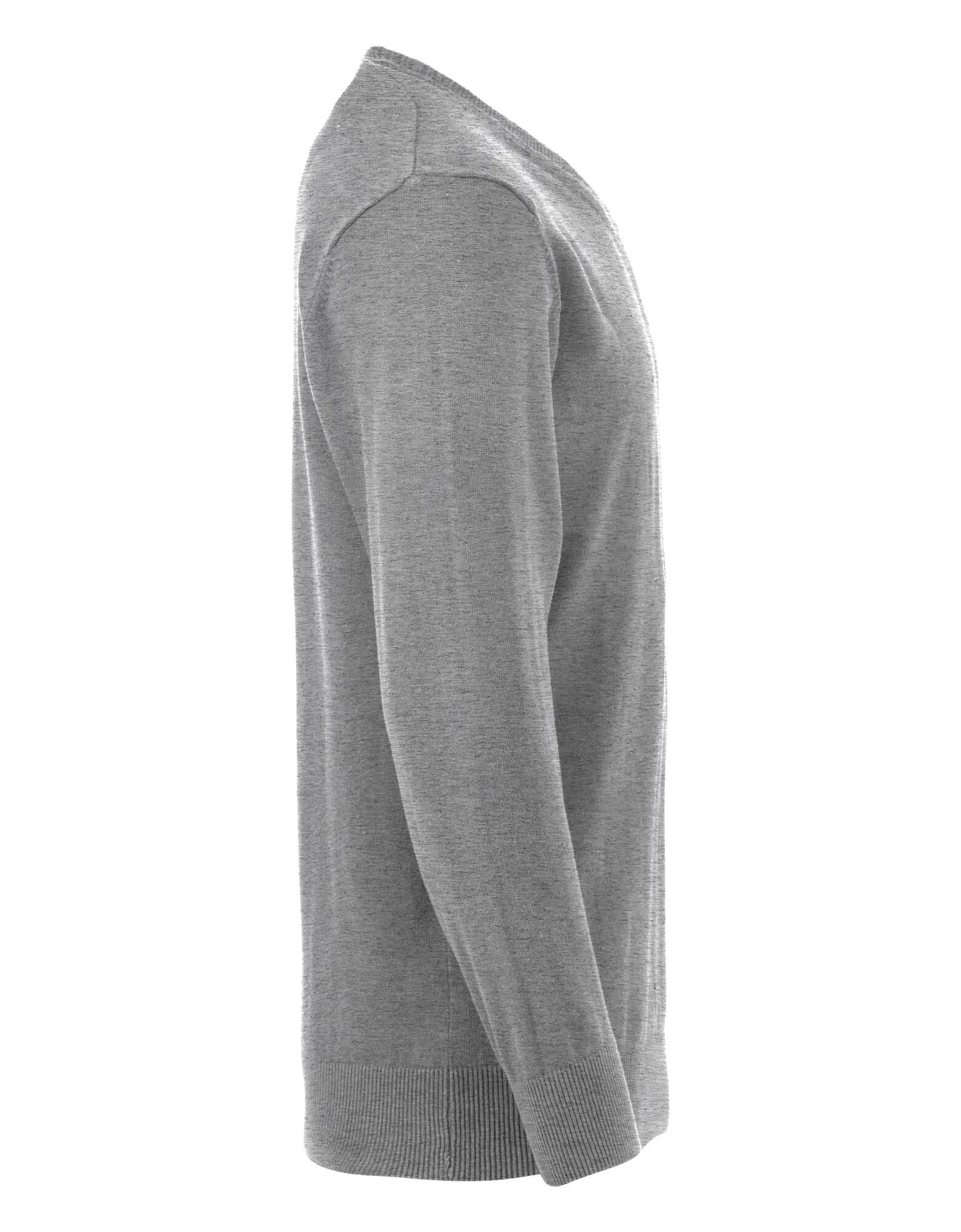 clique Pull col V Aston en coton 100% gris chiné – grey melange 4/4