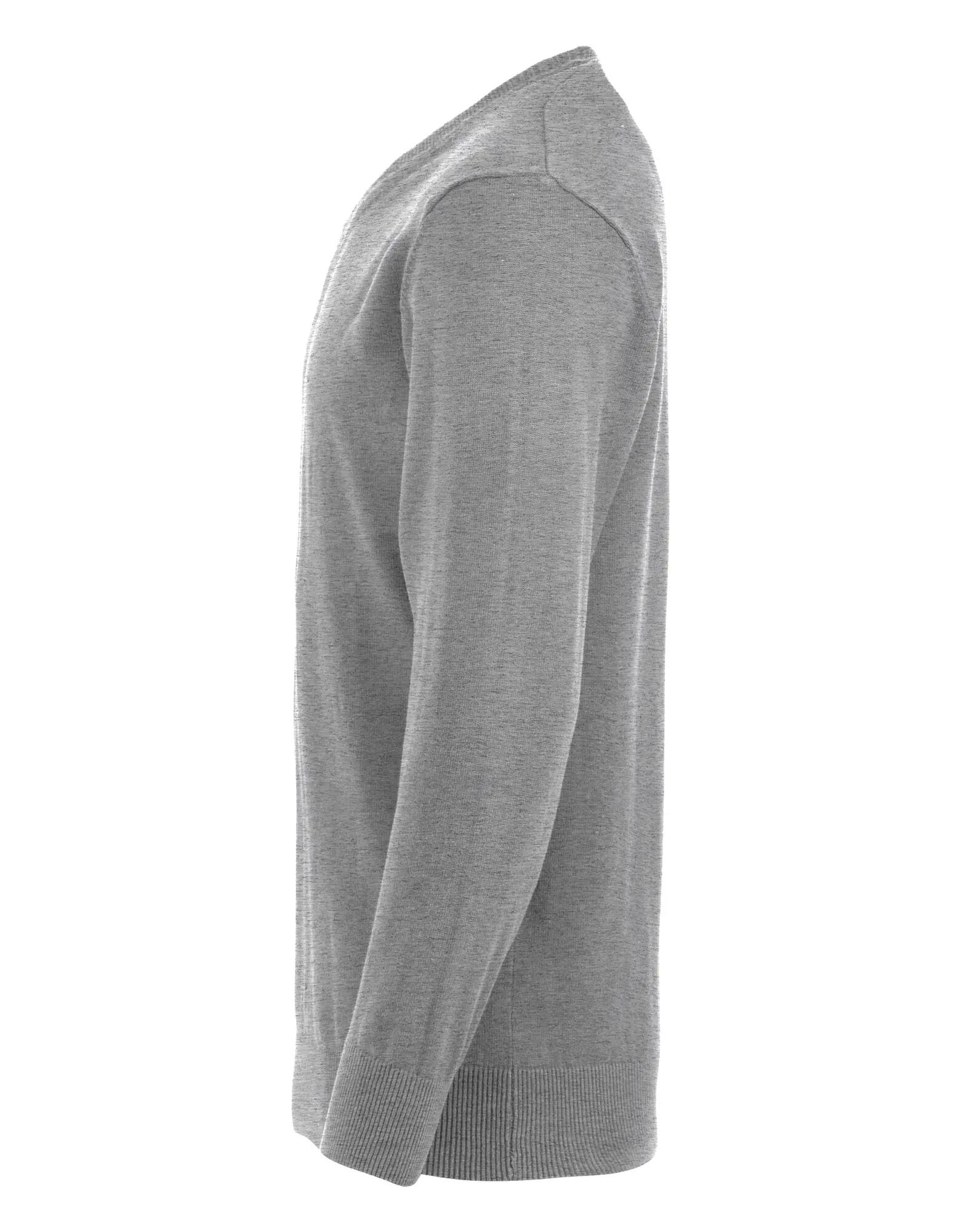 clique Pull col V Aston en coton 100% gris chiné – grey melange 3/4