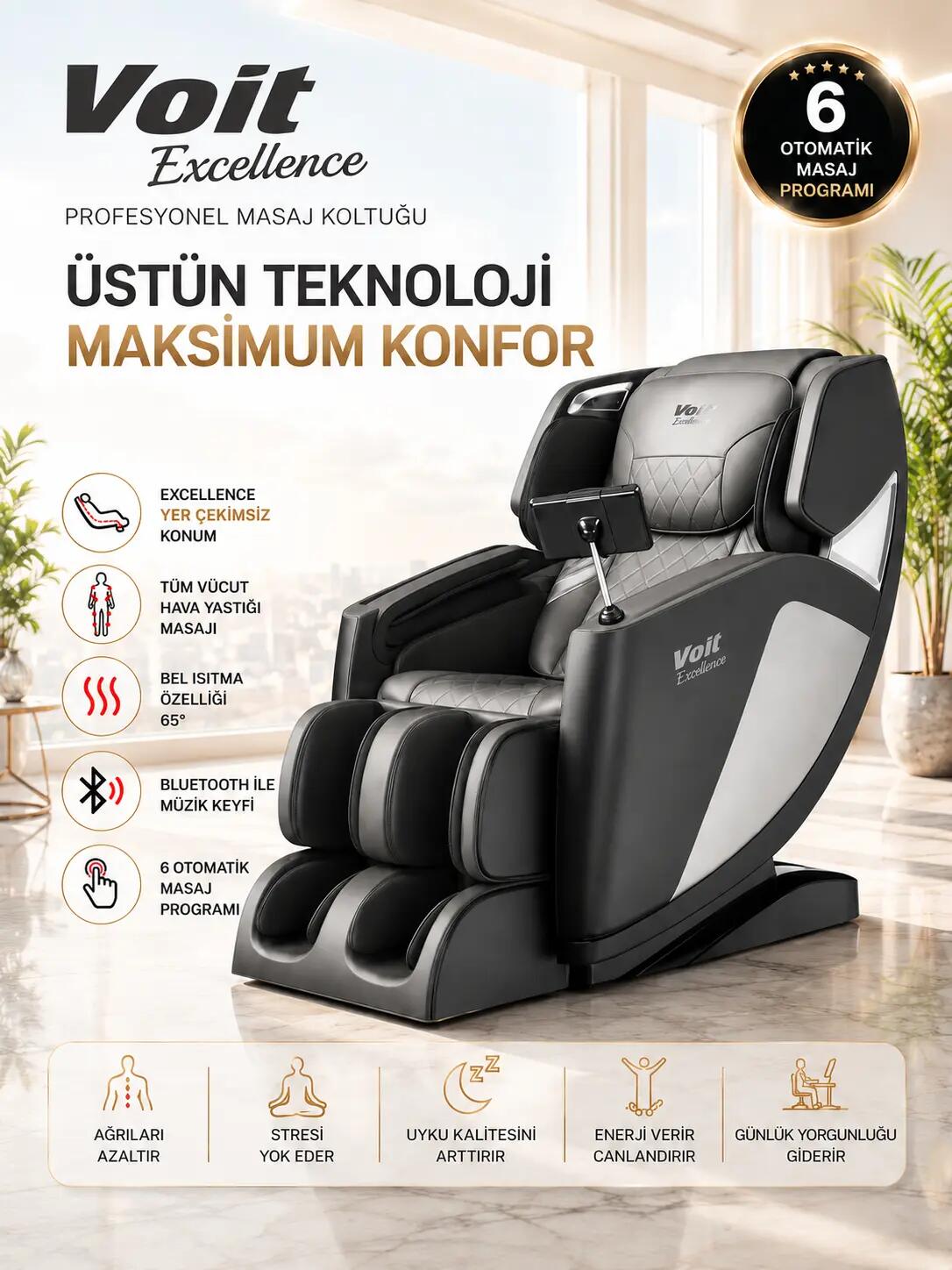 Voit Excellence Tabletli 2D Masaj Koltuğu 2/5