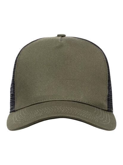 clique Trucker Cap aus gebürstetem Baumwoll-Twill und Polyesternetz – olive