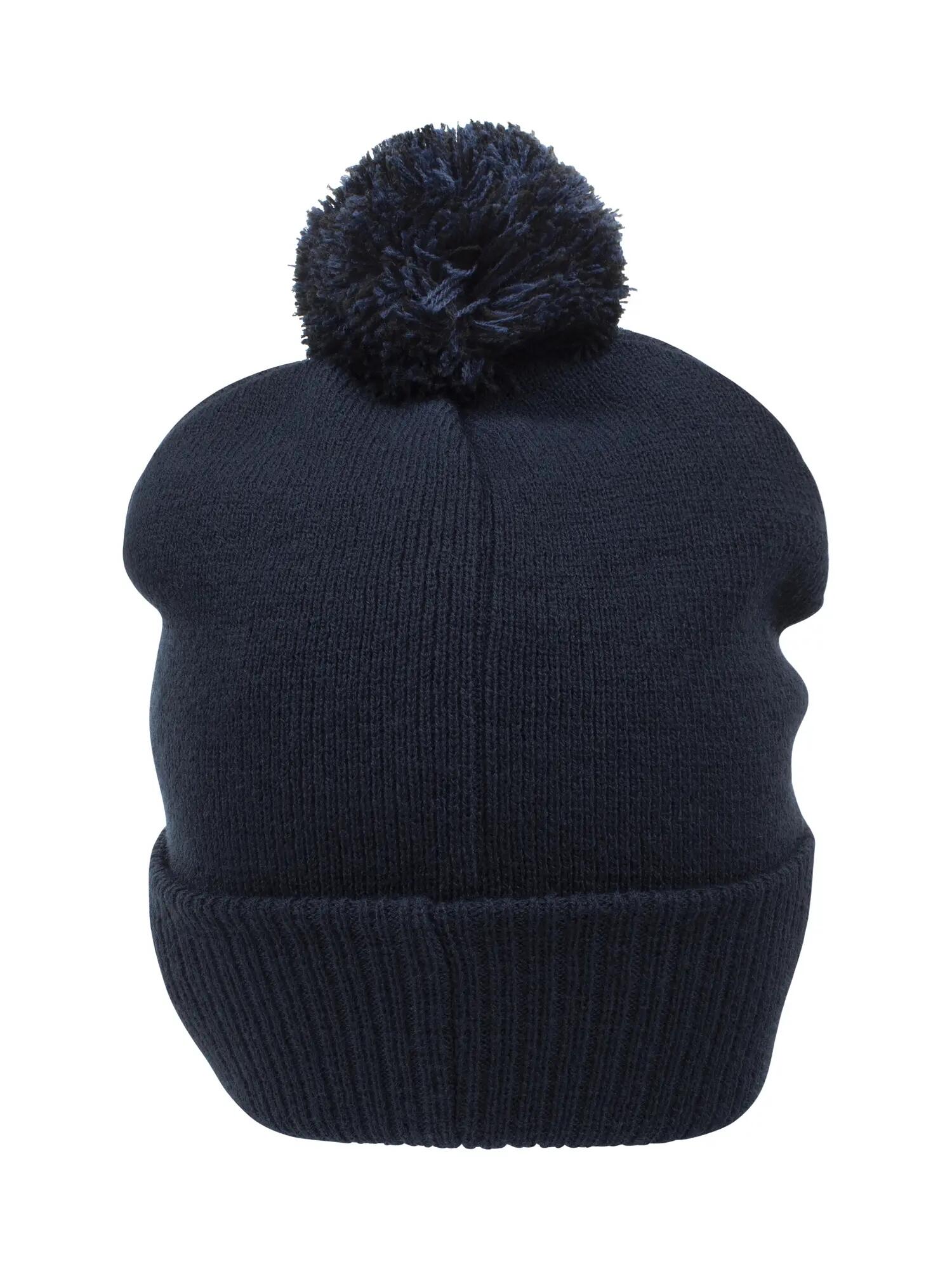clique bonnet tricoté Bryan Patch avec pompon bicolore – Dark Navy 3/4