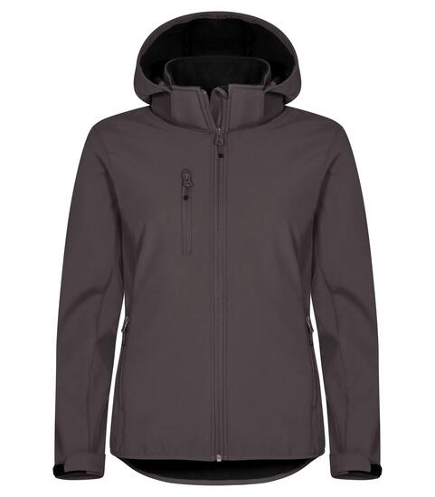 clique Classic Softshell Hoody Damen, 3-Lagen, recycelt – Dark grey